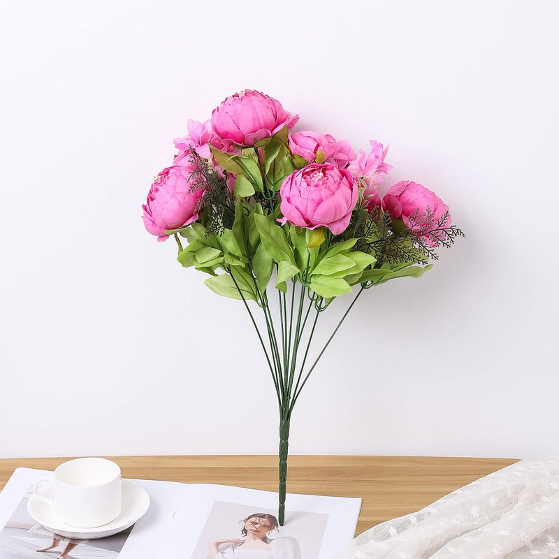 Duovlo Springs Flowers Artificial Silk Peony Bouquets Wedding Home Decoration,Pack of 1 (Spring Peach Pink) - Image 3